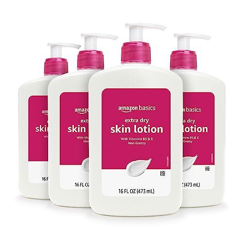 Amazon Basics Non-Greasy Body Moisturizer Lotion for Extra-Dry Skin with Vitamins B5 & E, Clean Scent, 16 fl oz, 4-Pack (Previously Solimo)