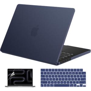EooCoo Case Compatible with MacBook Pro 14 inch M5 2026-2021 M4 M3 M2 M1 Pro/Max Chip, Official Color-Matched Armor, Frosted Hard Shell Case with Keyboard Cover, Screen Protector - Matte Midnight Blue