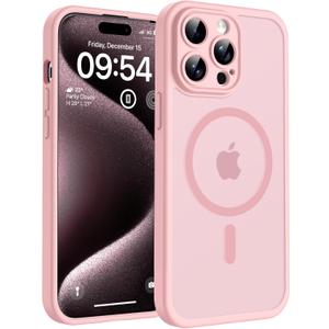 TOCOL for Phone 15 Pro Max Case, Compatible with Magsafe Charger, Full Camera Protection, Drop Protection, Translucent Matte Phone Case for iPhone 15 Pro Max 6.7 inch (Light Pink)