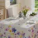 XCHI Watercolor Colorful Wildflowers Spring Tablecloth Square Summer Table Cloth Washable Table Covers for Indoor Dining Home Party Decorations 60x60 Inch