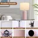23.5 Modern Pink Table Lamps Set of 2 for Living Room, Ceramic Bedside Lamps with White Linen Shade for Girls Room, Rustic Nightstand Lamps for Bedroom Home Office, Cute Lamps for End Table Dorm