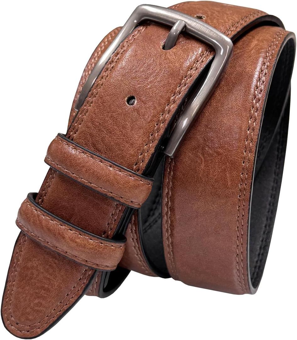 Men's Vegan Faux Leather Belt Classic Work Business Dress Belt 1-3/8"(35mm) wide