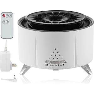 HODEMI Small Cool Mist Humidifier & Home Essential Oil Diffuser  Top Fill Ultrasonic Aromatherapy with Remote, Flame & Jellyfish Mist Modes, Timer & Auto Shut-Off, for Bedroom, Office, Plants (White)