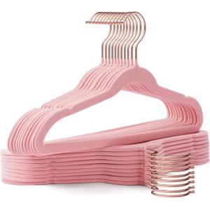 Kids Hangers 50 Pack,14 Inch Kids Velvet Hangers Slim & Space-Saving, Baby Clothes Hangers with 360 Swivel Hook, Heavy Duty Hanger for Infant & Children's Coats, Pants,and Dress (Pink)