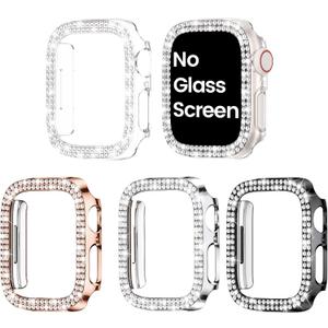 Goton 4-Pack Bling Bumper for Apple Watch Series 6 5 4 SE 44mm Case, Women Glitter Diamond Rhinestone Protector Cover for iWatch Accessories 44 mm (Clear+Silver+Black+Rose Gold(No Glass))