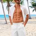 Mens Swimsuit Trunks 7" Quick Dry Swim Shorts with Compression Liner and Zipper Pockets (White, XL)