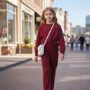 Zupora Girls Fall Outfits 2 Piece Sweatsuit Twist Front Pullover Sweatshirt Wide Leg Sweatpants Tracksuit Kid Clothing Set