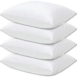 Hotel Collection Bed Pillows Standard Size Set of 4 Pack Sleeper Pillow for Adults Stomach Kids Side Sleeping Medium Soft Plush Fluffy White 20x26 inches