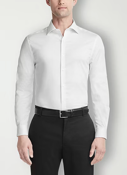Men's Dress Shirt Slim Fit Ultra Wrinkle Free Flex Collar Stretch L