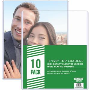 10 Pack Top Loader Picture Holder - 16 x 20 Inches Rigid Plastic Photocard Holder - High Impact Grade PVC - Perfect for Protecting Pictures & Photos - Crystal Clear