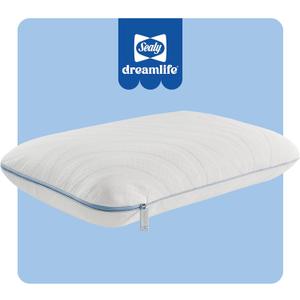 Sealy Dreamlife King Size Memory Foam Cooling Pillow with Surface Guard Technology, Removable Machine-Washable Cover, White