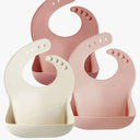 PandaEar Silicone Bibs for Babies Toddlers Girls| Adjustable Waterproof BPA Free Soft Durable Bibs for eating with Large Pocket Food Catcher