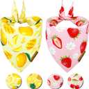 Summer Fruit Dog Bandanas 2 Pack 4 Pattern Reversible, Holiday Bandana for Boy and Girl, Premium Durable Fabric, Party Triangle Scarf for Medium to Extra Large Breed Dogs(X-Large)