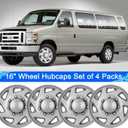 16 Inch Silver Hubcaps Compatible with 1998-2023 Ford E-150 E-250 E-350 Van, 8-Lug Wheel Covers for Factory Steel Wheels, Replace F8UZ-1130-AA F7UZ-1130-AA, Set of 4