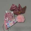 ADOGGYGO Dog Birthday Party Supplies, Pink Girl Puppy Birthday Bandana Hat Numbers Bow Set for Small Dogs Pets (Small)