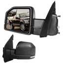 Right Side Door Mirror Fits 2015-2021 F150 Mirror with Power Adjustable and Heated Glass,LED Turn Signal Light and Puddle Lights, Width Light,Outdoor Temperature Sensor,Manual Folding (11Pins)
