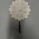 Decorative Wall Mounted Flower Hook, White Distressed Wood Hanging Hook, Farmhouse Boho Coat Rack Hook for Hanging Things, Towels, Purse