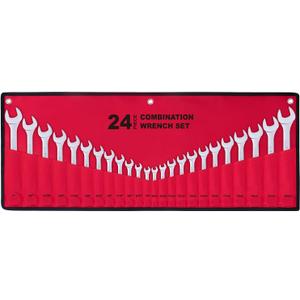 24-Piece All-Purpose Master Combination Wrench Set with Roll-up Pouch | SAE 1/4 to 1, Metric 8mm to 24mm | Perfect for General Household, Garage, Auto Repairs, Car, Truck, Boat, and Travel Emergency
