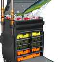 MATEIN Rolling Tackle Box with Cooler, Large Fishing Bag with Wheels for 5 Trays(Trays Not Included), Saltwater Resistant Tackle Backpack with Rod Holders&Waterproof Bottom for Storage Gear Pole Lures