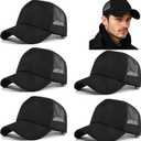 5 Pieces Vintage Washed Plain Baseball Cap Distressed Dad Golf Hat for Men Women (5 Black)