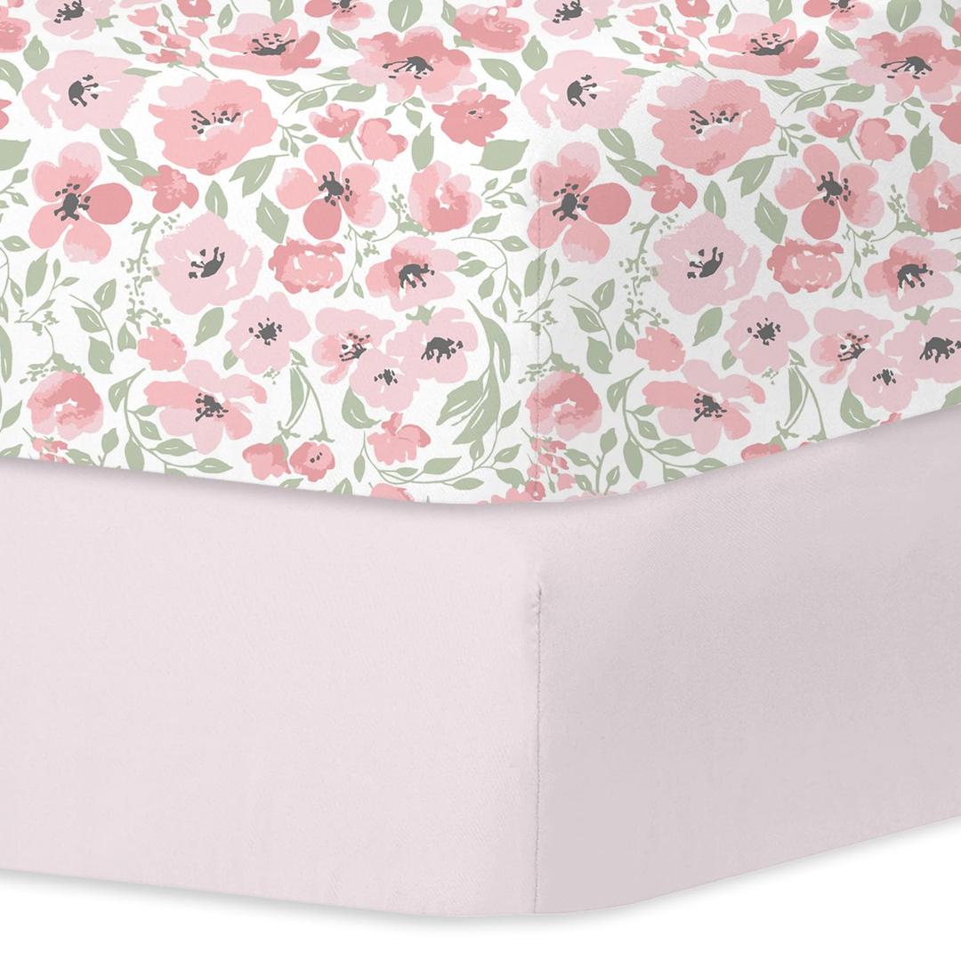 Little Grape Land Crib Sheets for Boys and Girls 2pk Baby Crib Fitted Sheet for Standard Size Crib and Toddler Mattress Super Soft Baby Sheet, Daliah