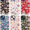 for iPhone 13 Case, Party Time Collage Pattern with Girly Pink Cocktails, Military-Grade Drop Protection, Girly Pink Soft Slim TPU Protective & Camera Protection for Women Girls