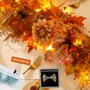 Fall Decor,6 FT Fall Garland for Mantel,Table Centerpiece, Home Porch Fireplace,Door, Lighted Autumn Decoration with Maple Leaves, Pumpkins,Flowers, Pinecones for Thanksgiving, Christmas