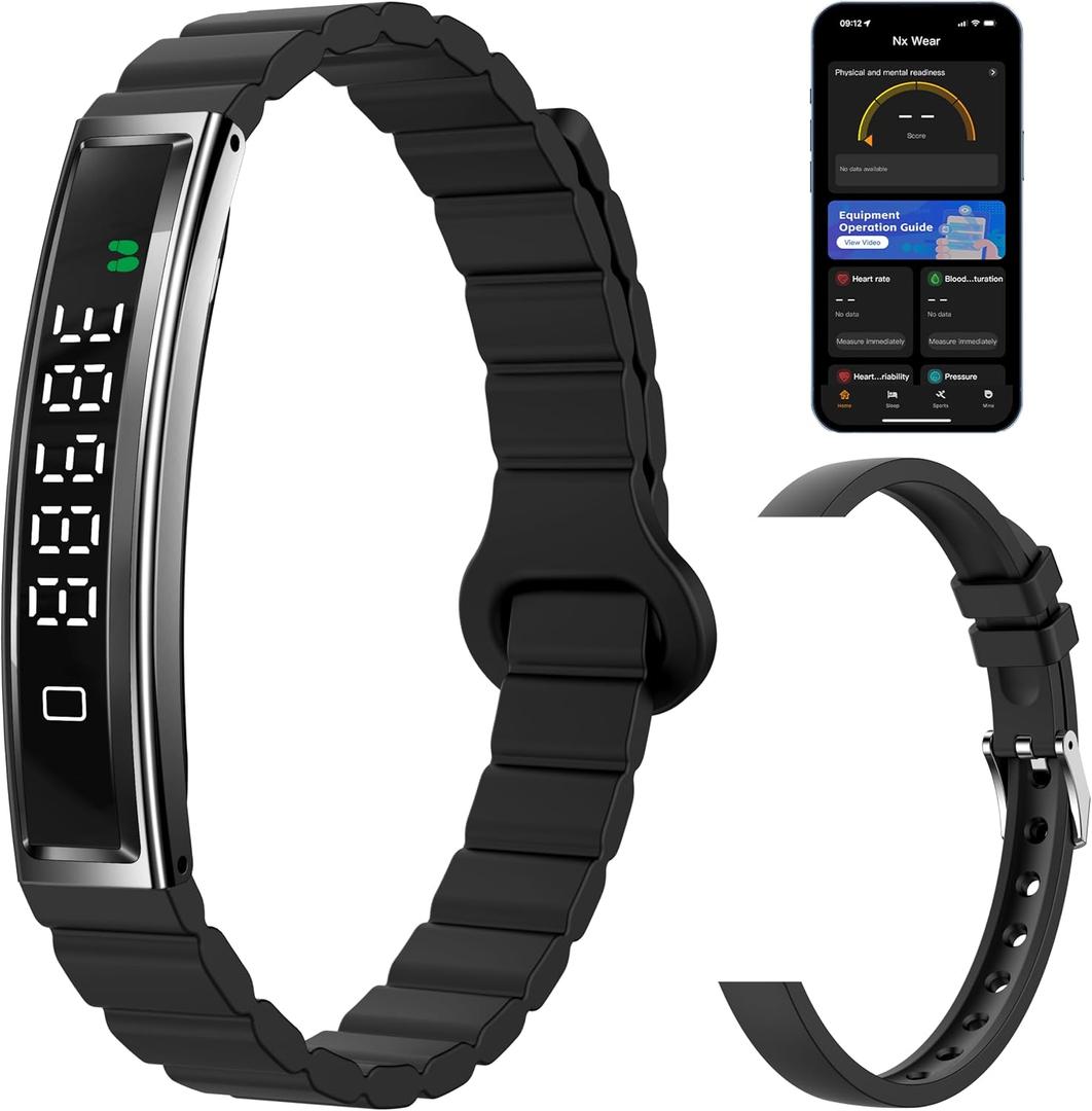 Smart Bracelet Fitness Tracker Heart Rate Monitor Sleep Activity Tracker Step Counter Calories Pedometer Waterproof Slim Thin Health Band for Women Ladies Men, Free App, 2 Bands