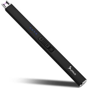 SUPRUS Electric Lighter Arc Windproof Flameless USB Rechargeable Lighter with Safety Lock for Candle BBQ Camping (Black)
