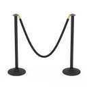 BATTIFE Plastic Stanchion Posts with Black Velvet Ropes and Weighted Rubber-Plastic Base, Crowd Control and Queue Management Barrier Poles for Party, Event, Red Carpet (2 Pack)