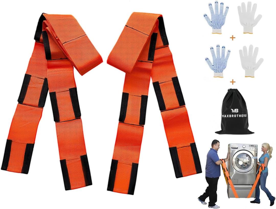 MAXBROTHERS Moving Straps for Lifting Furniture, 2-Person Lifting Straps Moving up to 850LBS, Wide Design 3.15in for Appliances, MattressesFurniturewith Cotton Gloves & Storage Bag