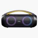 iHome Bluetooth Speaker Boombox with FM Radio, Party Lights and Remote Control – Black (iBT920B)