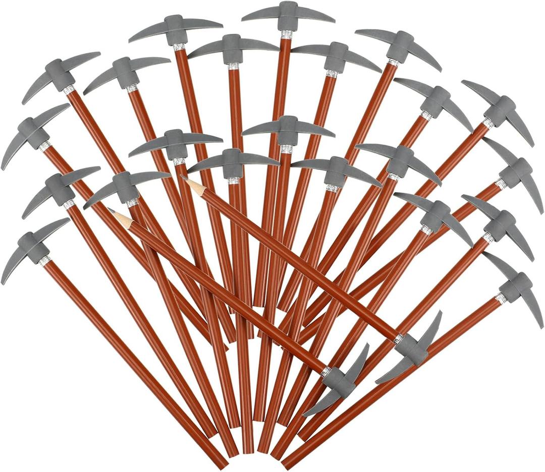 Chinco 48 Pieces Pickaxe Pencils Eraser Set Funny Eraser Topper Pencils Bulk with Axe Shape Erase for Back to School Supplies Students Gifts