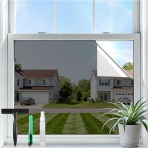 rabbitgoo One Way Privacy Window Film Window Tint for Home with Tools, UV Blocking Heat Control Static Cling No Glue, Daytime Privacy See Out Not in, 35.4 in X 9.8 Feet, Black Silver