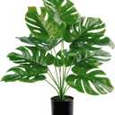 Toopify 19" Large Fake Plants Artificial Palm Tree in Pot for Indoor and Outdoor Home Office Decor (Black-16")