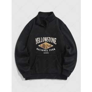 Mens Graphic Fleece Sweatshirts Quarter Zip Pullover Sweatshirt Letter Embroidered Oversized Vintage Hoodie Top