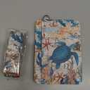 Sea Turtle Credit Card Holder Slim Wallet, RFID Wallet Women Front Pocket Wristlet Lanyard, Small Card Holder Travel Cute Thin ID Window PU Leather Funny Case Organizer Gifts Girls