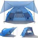 Elegear CumbreX Beach Tent with 360 Removable Canopy, 4-6 Person Pop Up Sun Shade Shelter, UPF 50+ Automated Installation Double Silver Coating Portable Lightweight Beach Cabana for Beach/Outdoor