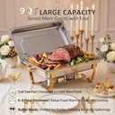 4 Pack Rectangular Chafing Dishes for Buffet, 9QT Full Size Food Pans, Gold
