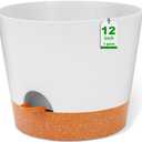 GARDIFE 12 inch Plant Pots, planters, Self Watering Pots, Large Plastic Flower pots with Deep Reservior and High Drainage Holes for Indoor Outdoor Plants and Flowers, White