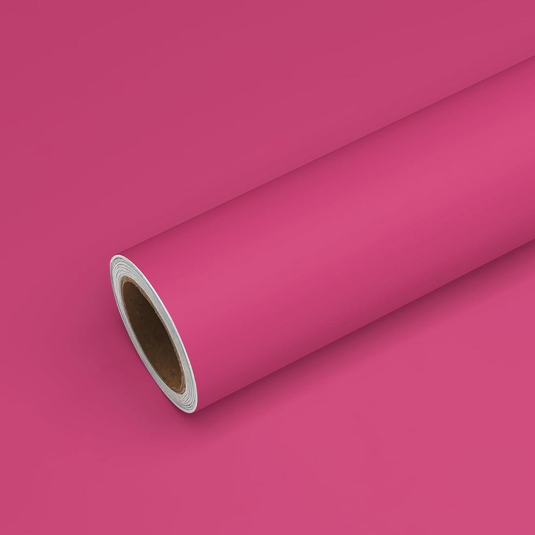 VEELIKE Thick Hot Pink Peel and Stick Wallpaper Self Adhesive Removable Waterproof Wallpaper for Girl's Bedroom 15.7''x354'' Decorative Wall Paper for Walls Cabinets