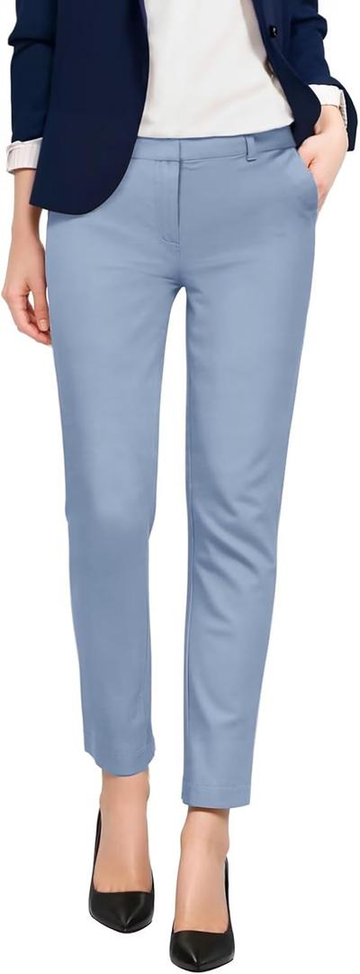 Hybrid & Company Womens Ultra Comfy Stretch Slim Fit Trousers Chino Pants with Pocket (L)