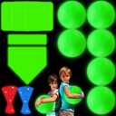 Hiboom 9 Pcs Glow in The Dark Kickball Dodgeball Set Includes 10 Inch Playground Ball with Pump 5 Rubber Bases 100 Glow Sticks for Adults Playground School Backyard Game Outdoor Indoor Games