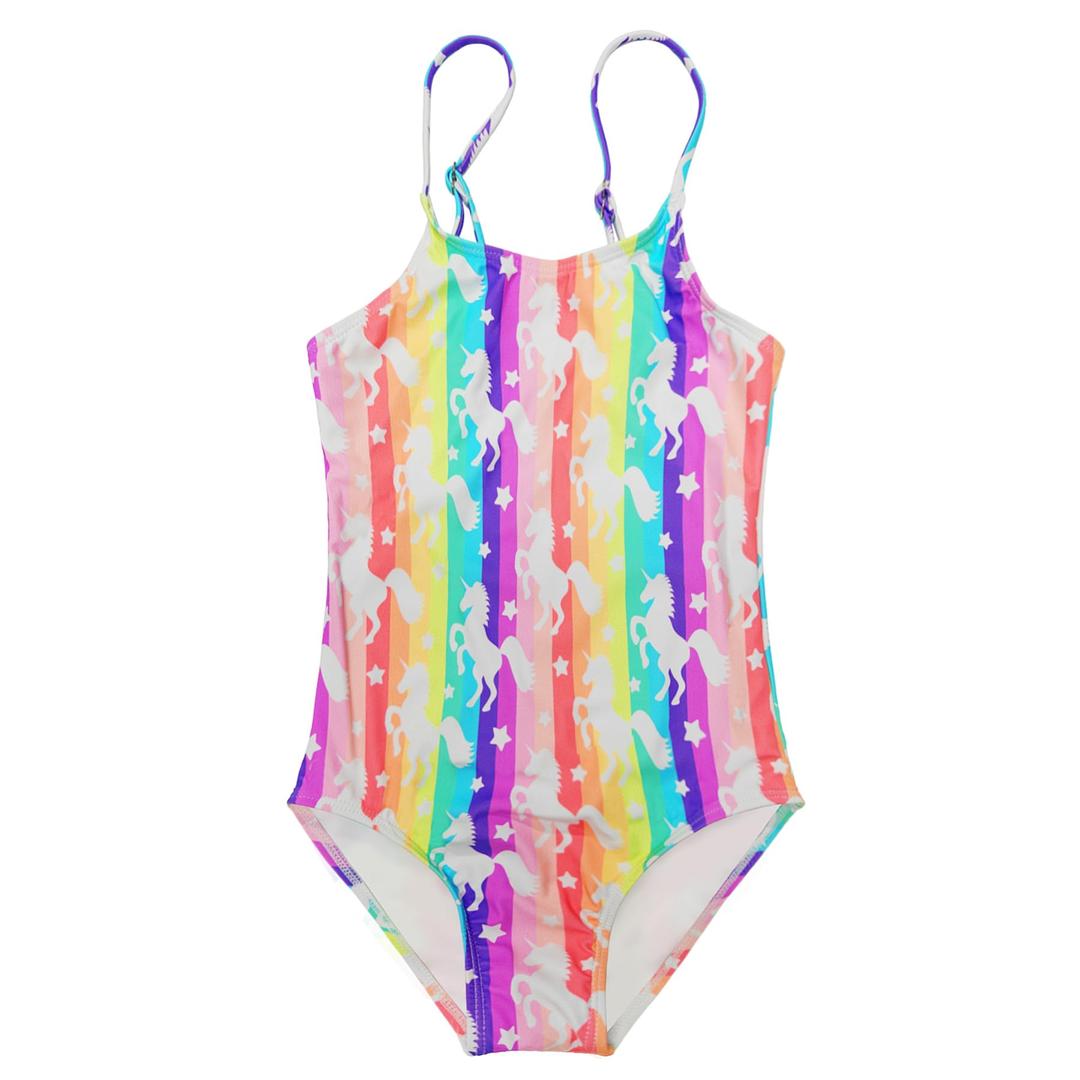 Girls One Piece Swimsuits Swimming Suit for 5-12 Years, Unicorn Print Soft Breathable Quick-Dry Fabric,Sun Protection, Adjustable Straps, Stretchy Swim Suit for Tween Girls