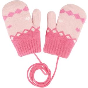 Kids-Warm-Knit Mittens - Girls-Winter Outdoor-Thickened Cold-Weather Wool Toddlers Ski Gloves For 3-5 Years