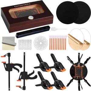 Card Flattening Kit, Trading Card Care Tool Kit for Flattening & Cleaning, Includes 1 Humidor Box, 2 Clamps, 4 Clips, 2 Acrylic Discs, 2 Foam Pads and More for Fix Bent Cards & Flatten Edges