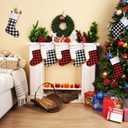 Skylety 6 Pcs Christmas Stockings 15 Inch Buffalo Plaid Stocking Classic Fireplace Hanging Stockings for Family Farmhouse Xmas Party Decoration (Red Black and Black White)