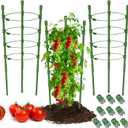 Legigo 3 Pack 24 Inch Plant Support Cages Tomato Cage for Garden- Plant Cages Adjustable Rings, Tomato Plant Support Stakes Trellis for Pots, Peppers, Cucumbers and Flowers with 10 Plant Clips