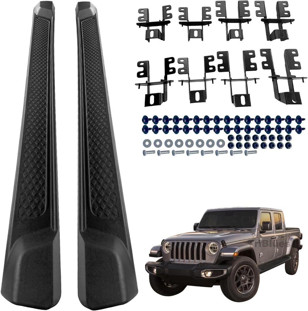 Running Boards Side Pedal Compatible with 2020 2021 2022 2023 2024 2025 Jeep Gladiator JT 4 Door Side Steps with Brackets,2 PCS Right and Left Side Step Rail Removable Nerf Bars