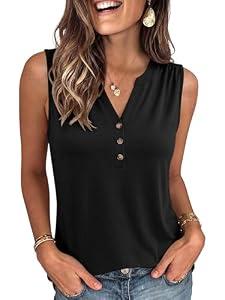 ANRABESS Women Henley Tank Sleeveless Tops 2026 Casual Summer Work Shirts Black Medium
